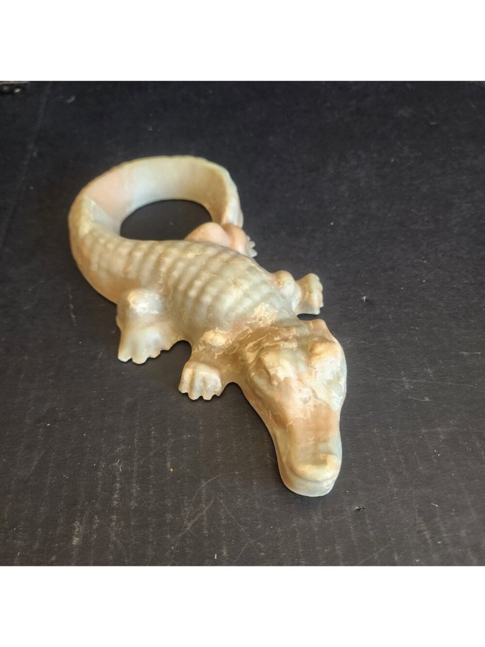 Vintage Alligator Crocodile  Figurine – Faux Stone Polystone